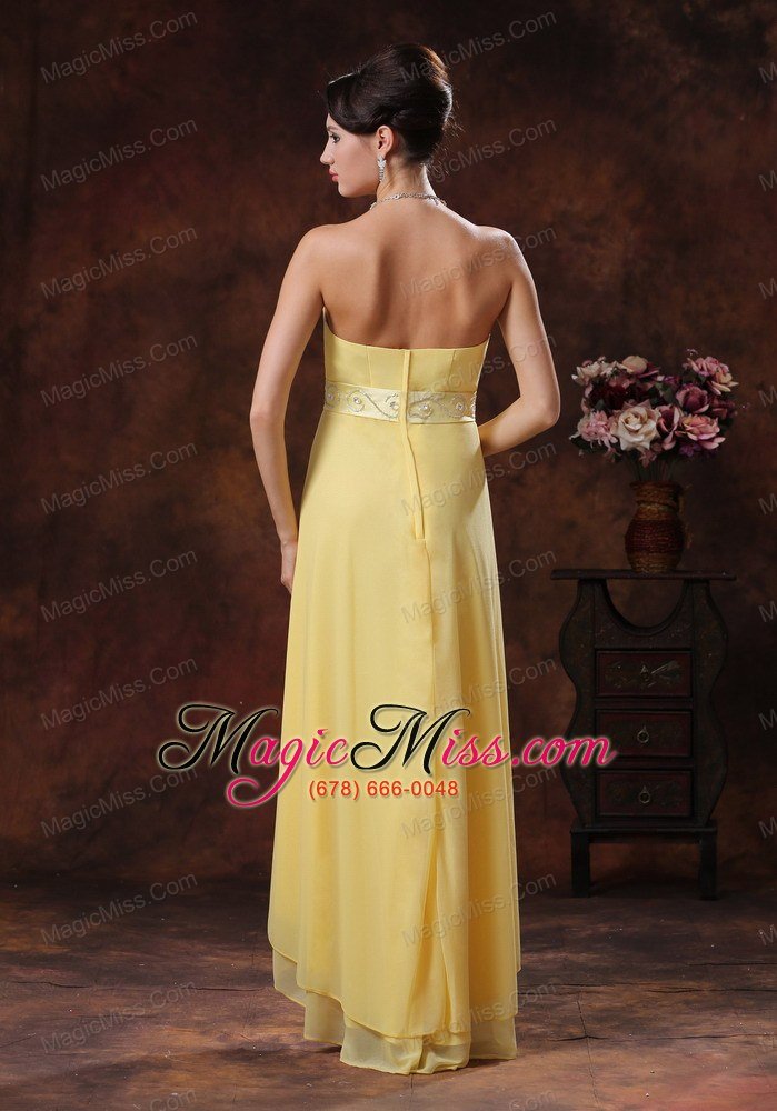wholesale 2013 nogales arizona new style yellow high-low prom dress with belt decorate