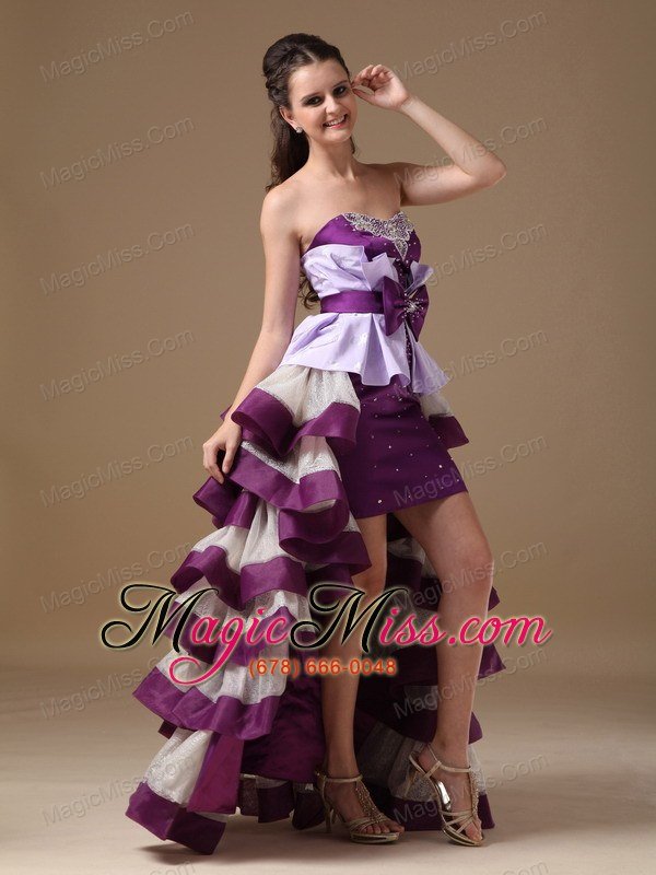 wholesale multi-color a-line sweetheart high-low taffeta beading prom dress