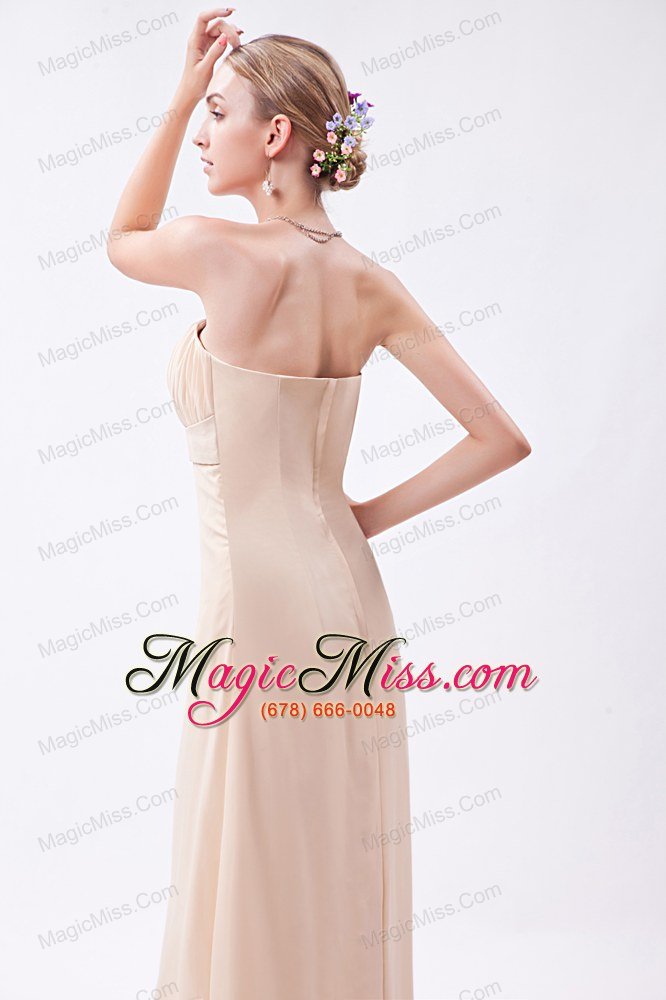 wholesale champagne empire strapless high-low chiffon ruch prom dress