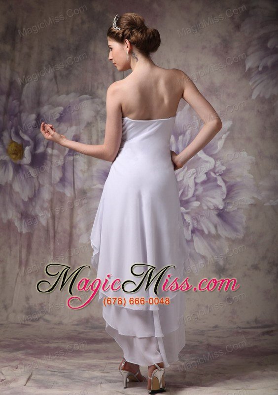 wholesale white empire sweetheart high-low chiffon beading prom / homecoming dress