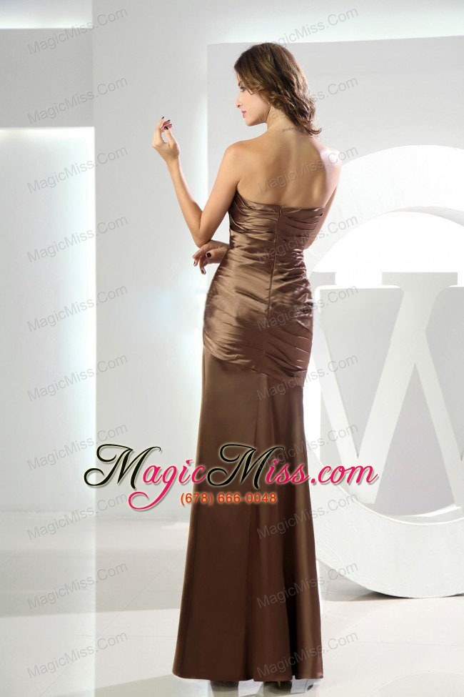 wholesale mermaid strapless taffeta brown ruched ankle-length prom dress