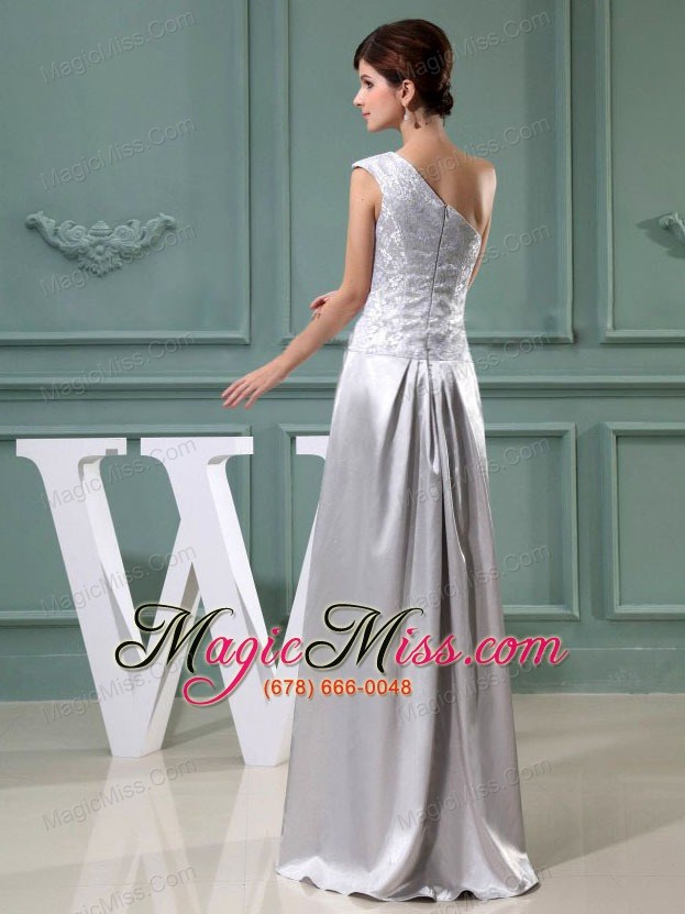 wholesale beading one shoulder grey floor-length taffeta column prom dress