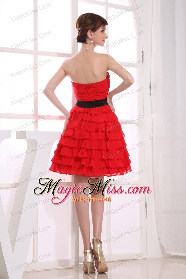 wholesale sweetheart a-line ruffles chiffon knee-length prom dress red
