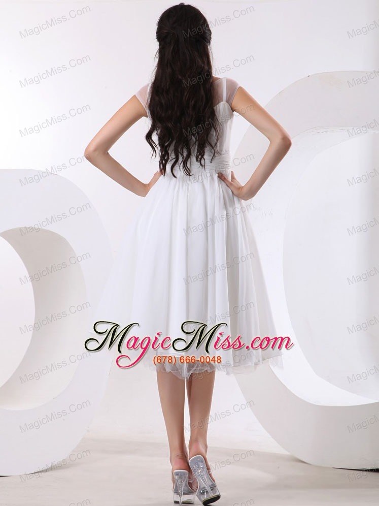 wholesale sweet wedding dress with hand made flowers and a-line knee-length