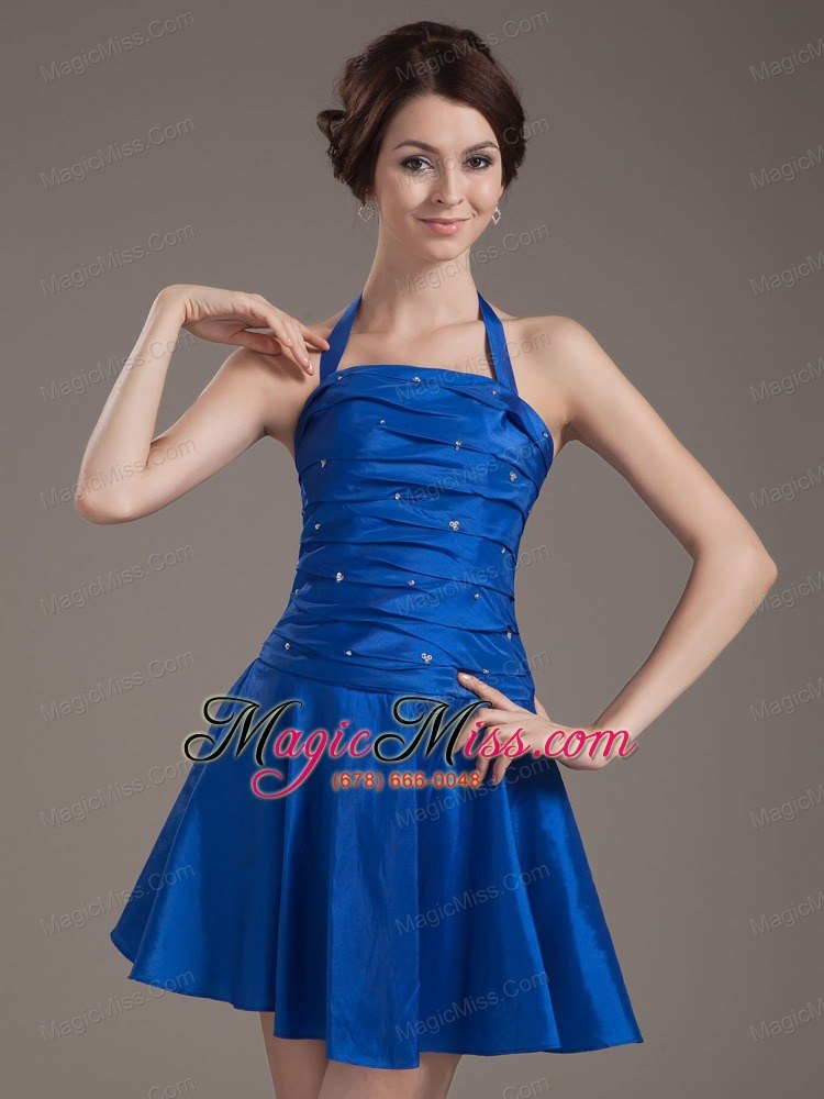 wholesale halter for peacock custom made prom dress with beading and ruch