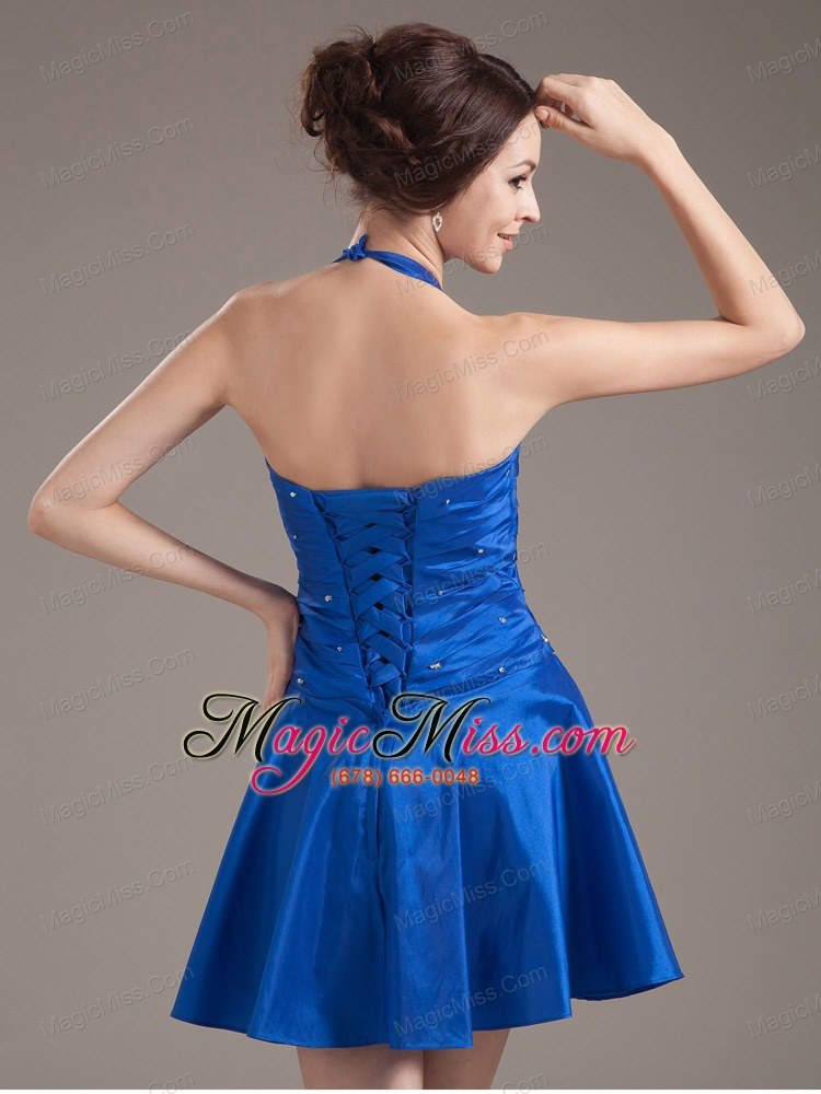 wholesale halter for peacock custom made prom dress with beading and ruch