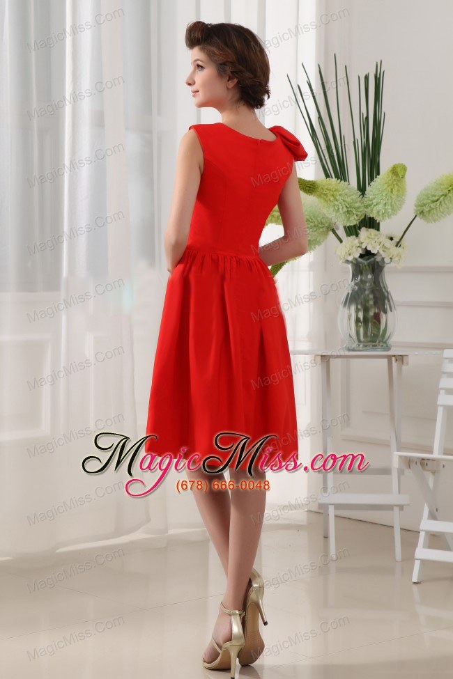 wholesale a-line bridesmaid dress red knee-length taffeta scoop knee-length
