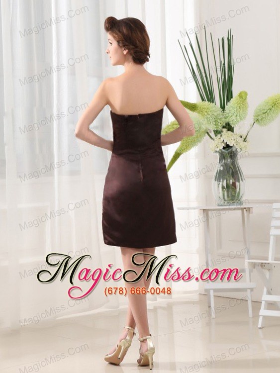 wholesale beading column sweetheart taffeta mini-length brown prom dress
