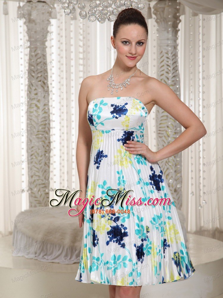wholesale elegant prom dress with printing strapless neckline knee-length
