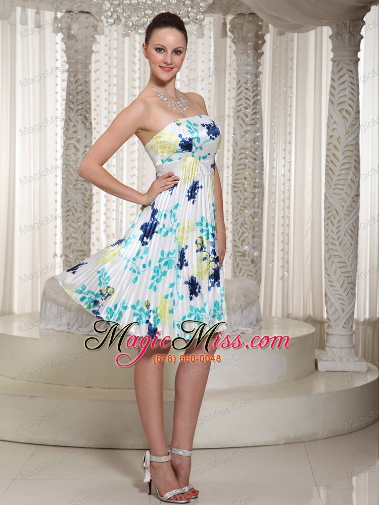 wholesale elegant prom dress with printing strapless neckline knee-length