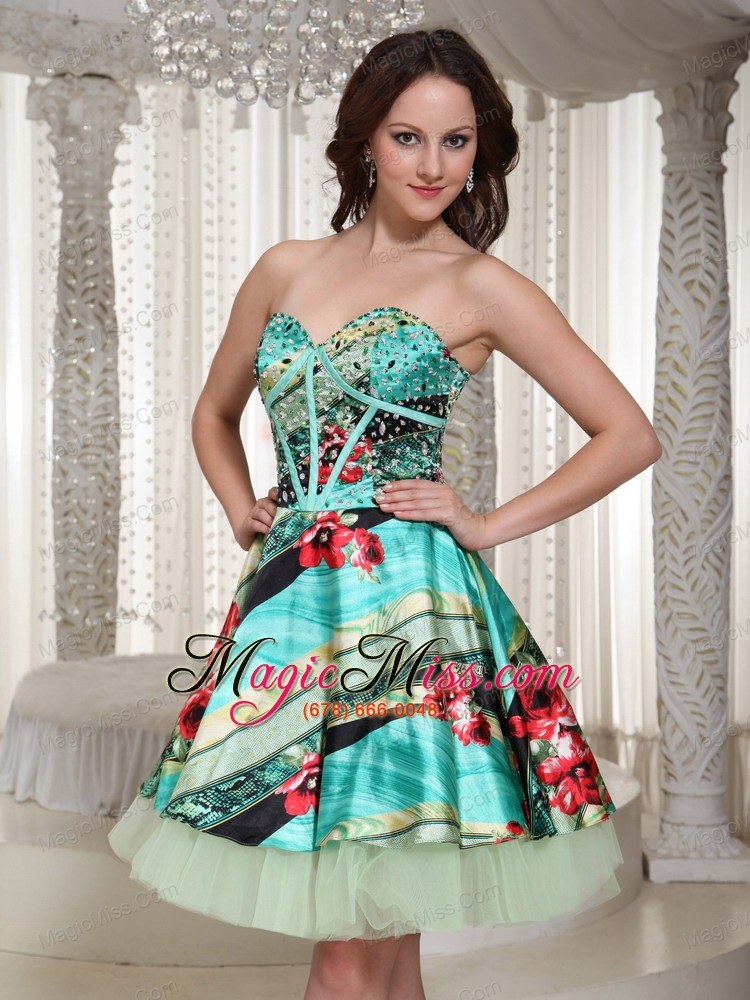 wholesale 2013 printing sweetheart prom dress wtih mini-length beading