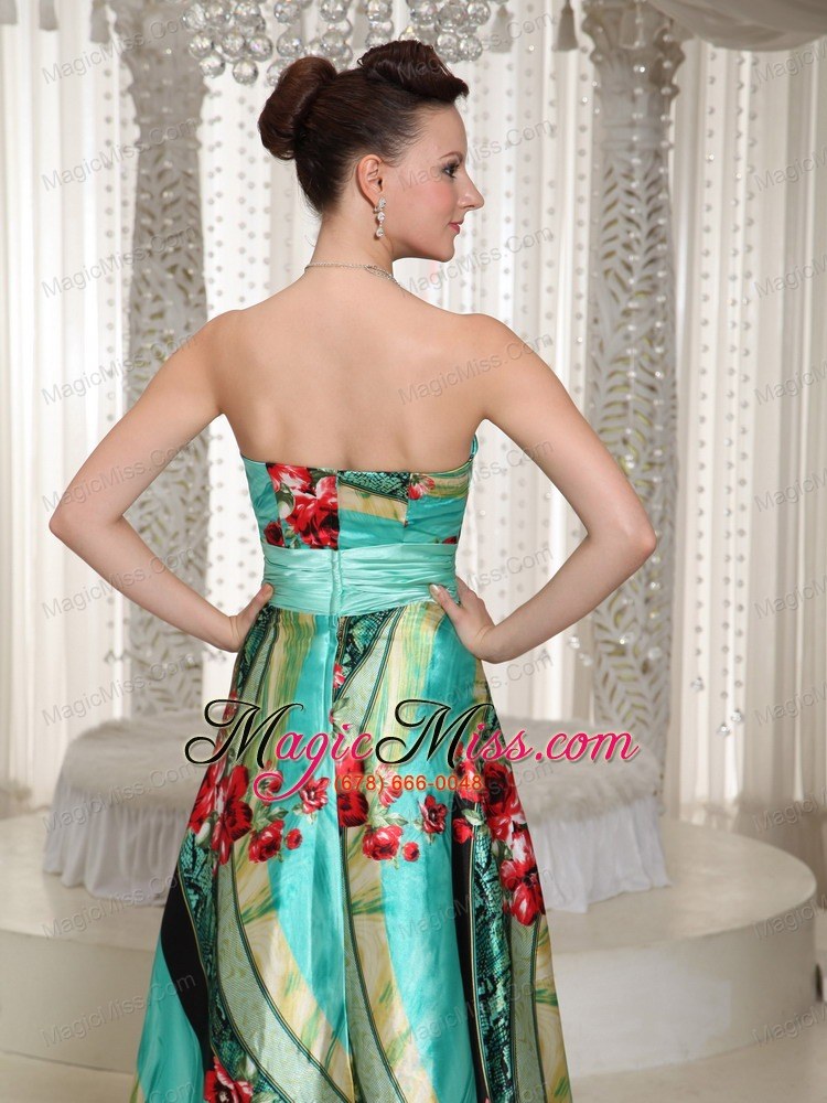 wholesale colorful printing sweetheart a-line prom dress with floor-length