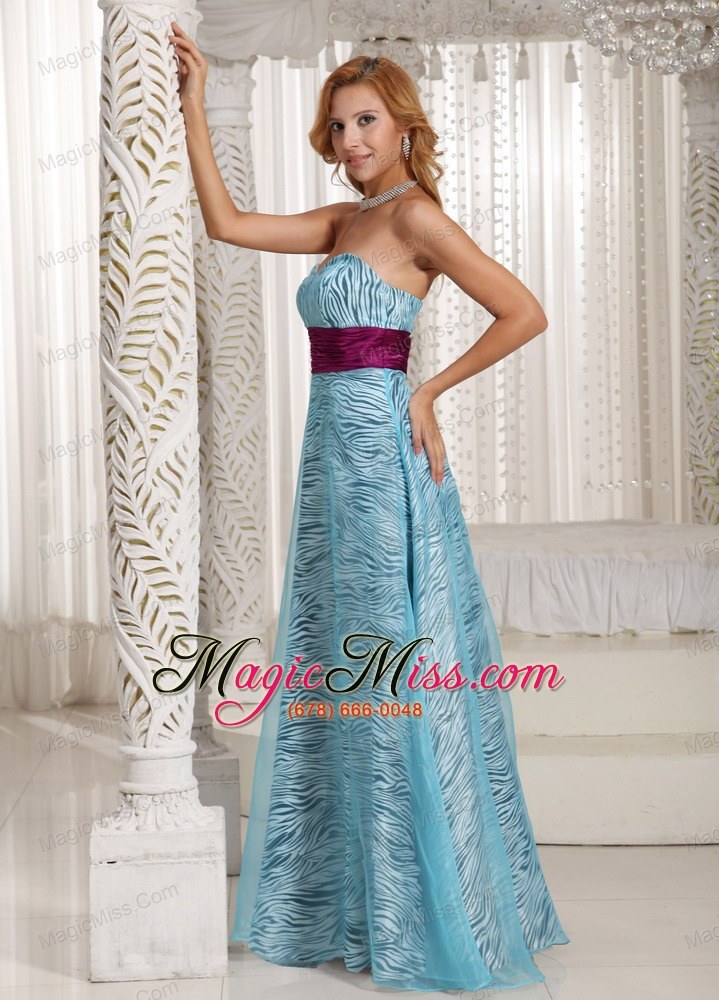 wholesale custom made zebra a-line sweethart long prom / celebrity dress with aque blue