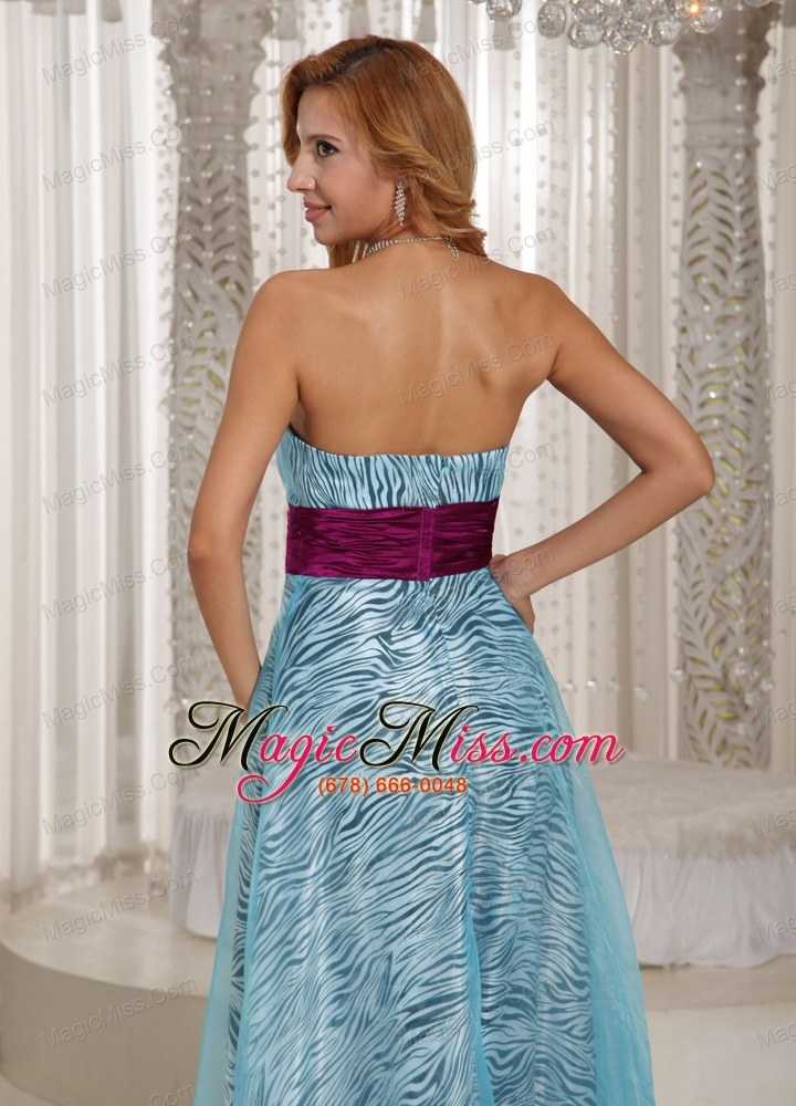 wholesale custom made zebra a-line sweethart long prom / celebrity dress with aque blue