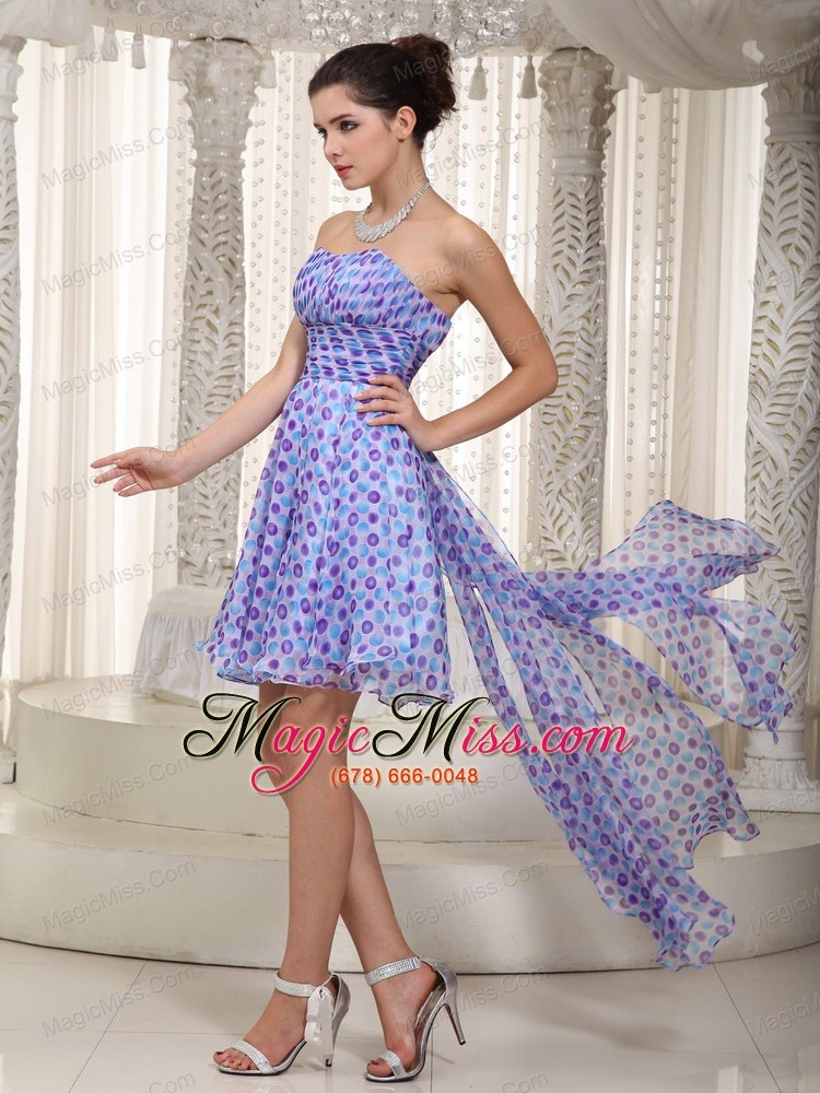 wholesale beautiful empire sweetheart high-low print ruched prom / cocktail dress