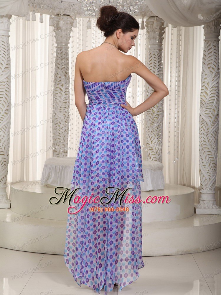 wholesale beautiful empire sweetheart high-low print ruched prom / cocktail dress
