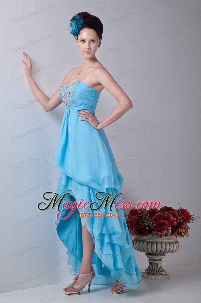 wholesale baby blue empire sweetheart prom / homecoming dress high-low chiffon