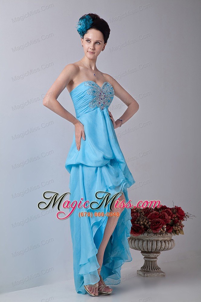 wholesale baby blue empire sweetheart prom / homecoming dress high-low chiffon