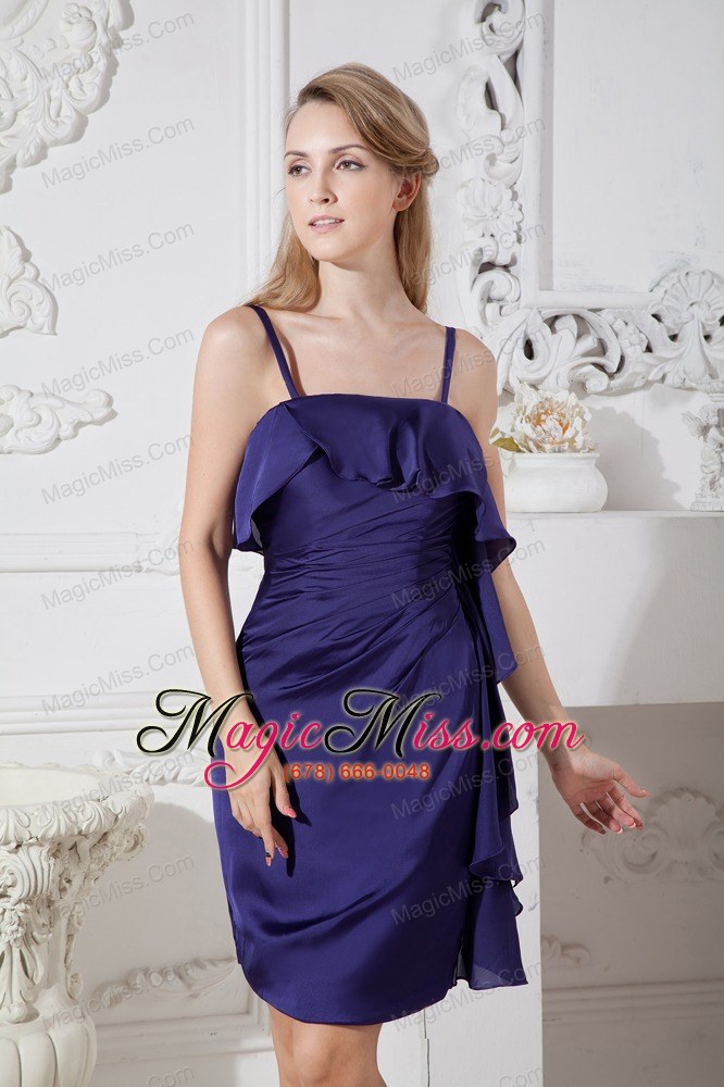 wholesale purple column spaghetti straps cocktail dress elastic wove satin mini-length