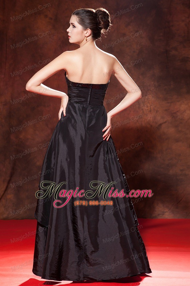 wholesale beautiful black a-line / princess high-low prom dress strapless taffeta squins