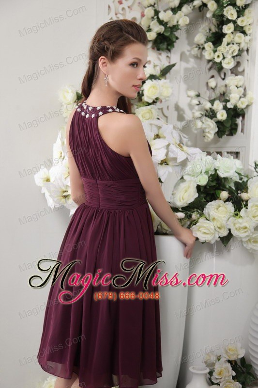 wholesale buragudy empire high-neck knee-length chiffon beading prom dress