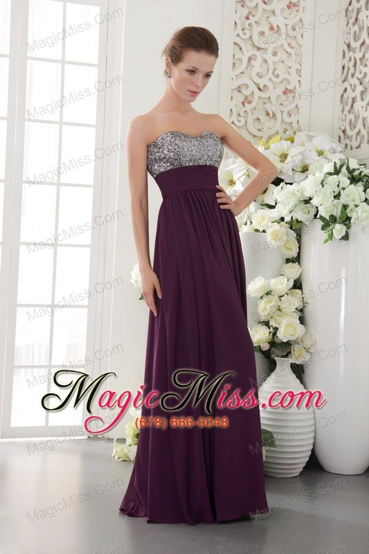 wholesale dark purple empire sweetheart floor-length chiffon beading prom / evening dress