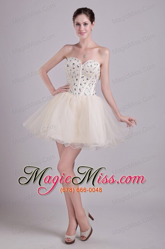 wholesale champagne a-line sweetheart short organza beading prom/cocktail dress