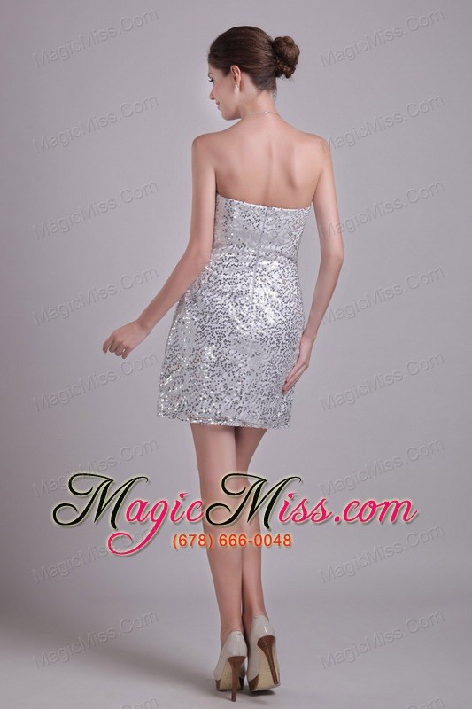 wholesale silver column strapless short sequins prom / cocktail dress