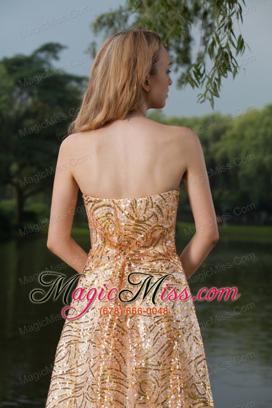 wholesale gold empire strapless floor-length prom / evening dress