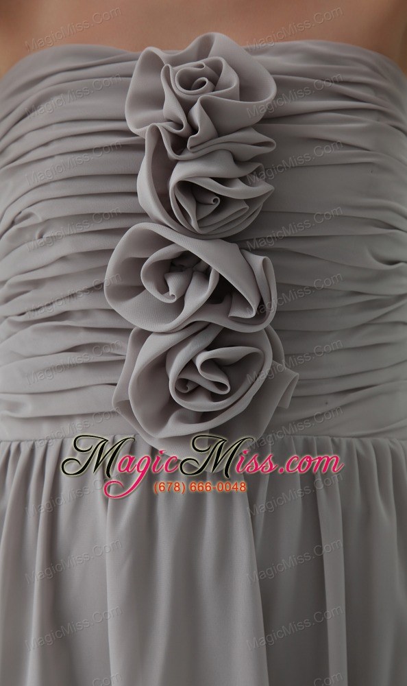 wholesale hand made flowers gray strapless empire long prom dress