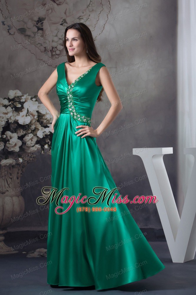 wholesale 2013 beading v-neck green long column prom dress