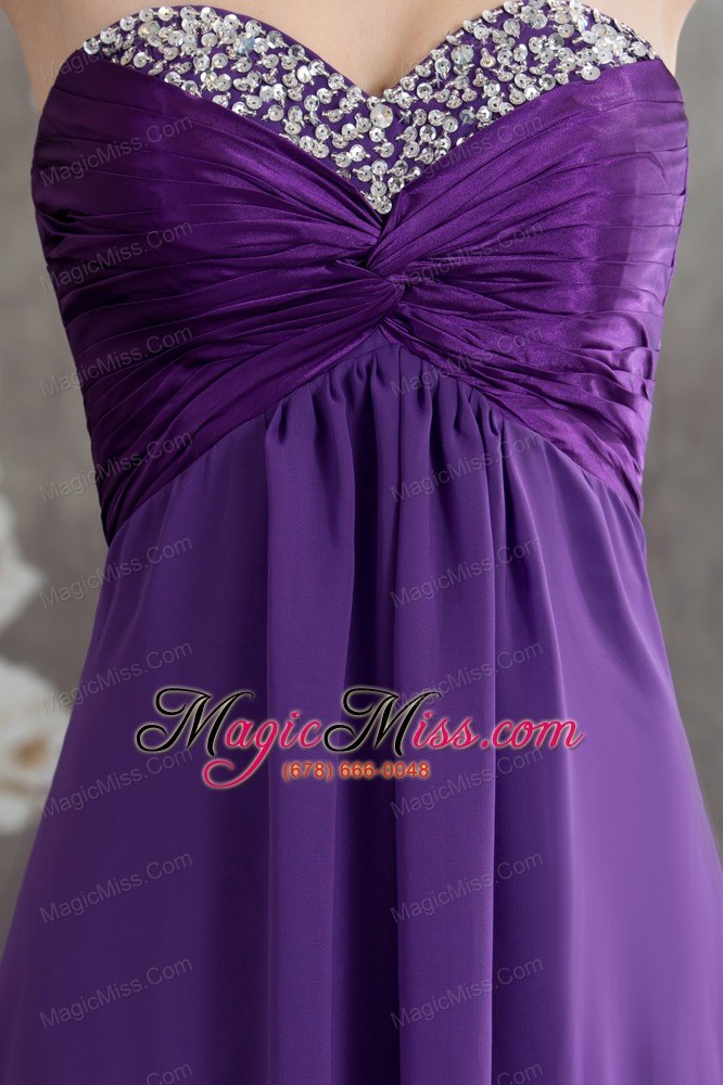 wholesale beading empire long purple 2013 prom dress with sweetheart
