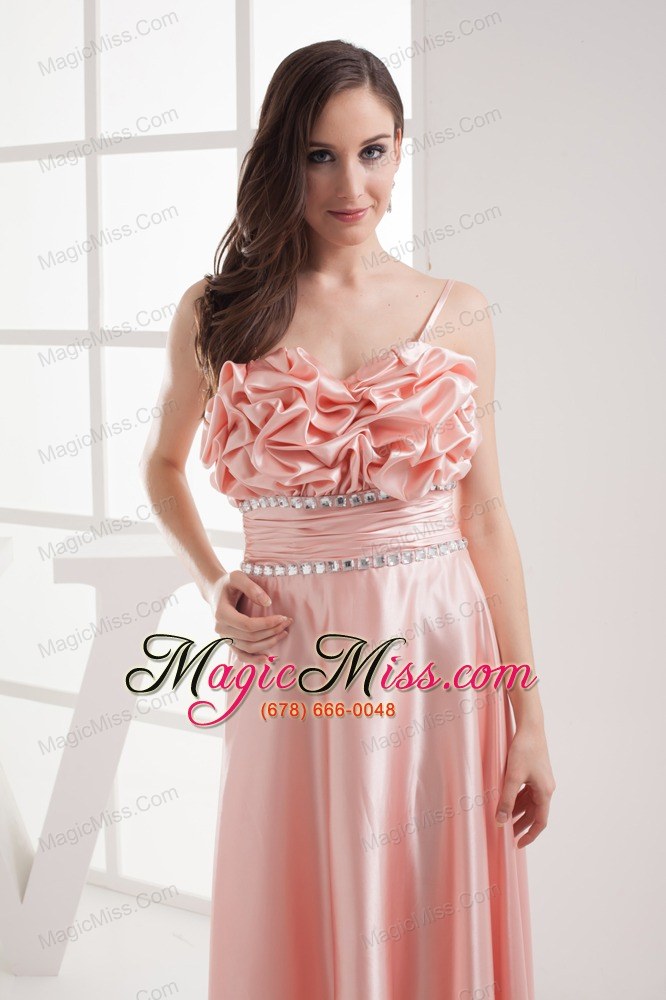 wholesale watermelon sapghetti straps beading high-low ruching prom dress