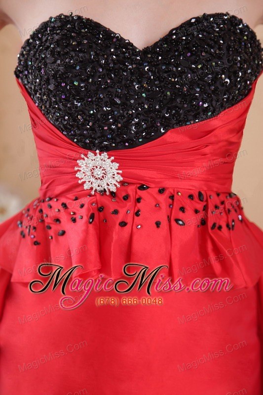 wholesale red column/sheath sweetheart high-low beading taffeta prom dress