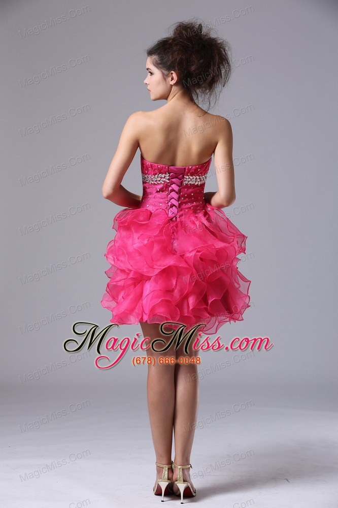 wholesale sweetheart a-line mini-length organza beading pink prom dress