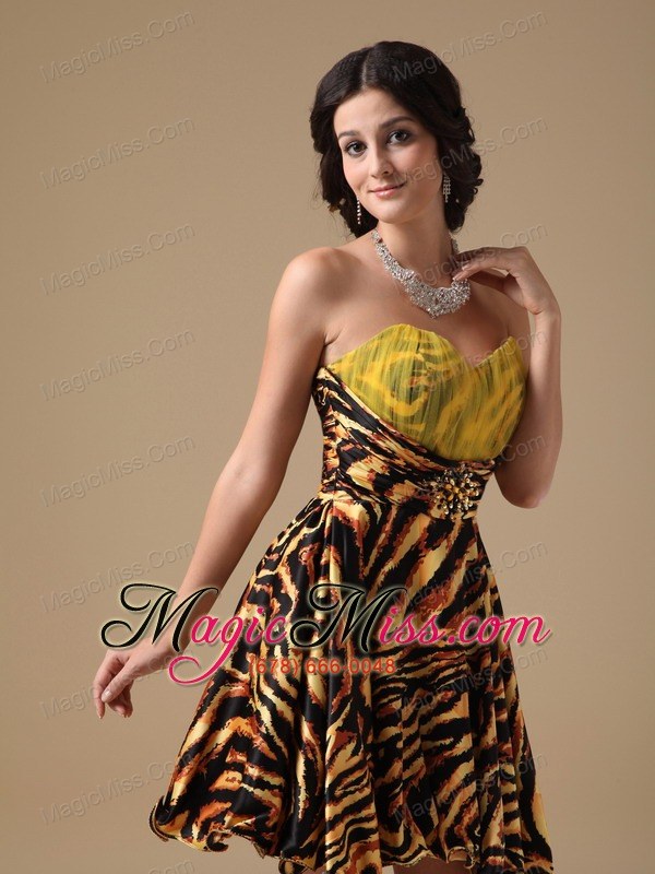 wholesale multi-color a-line sweetheart mini-length leopard beading prom dress
