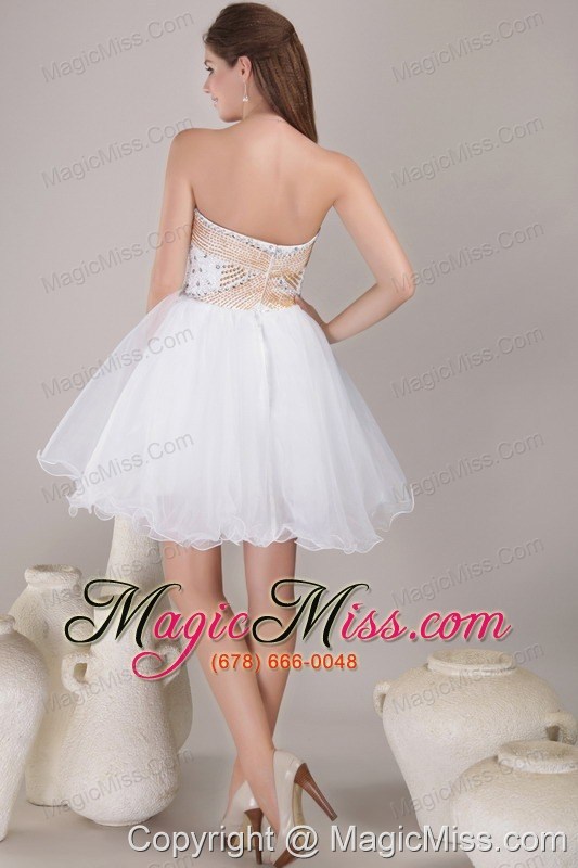 wholesale white a-line / princess sweetheart knee-length organza beading prom dress