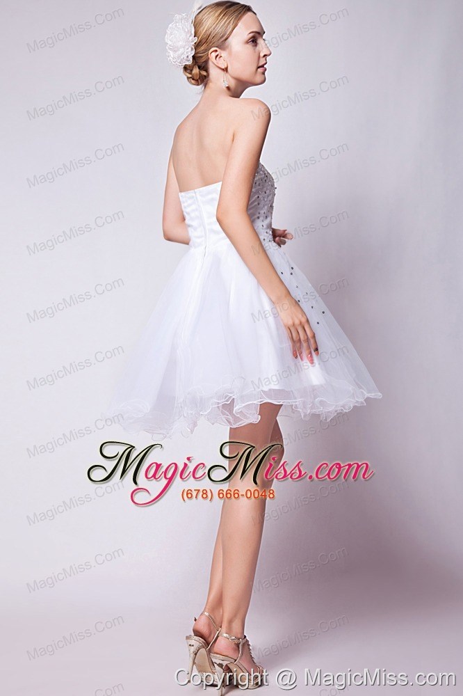 wholesale white a-line sweetheart mini-length organza beading prom dress