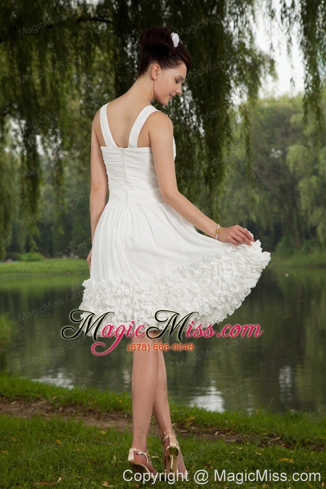 wholesale white empire v-neck prom / homecoming dress chiffon ruch mini-length