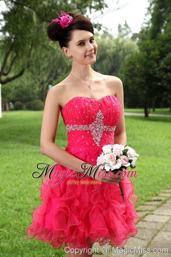 wholesale light pink empire strapless prom / homecoming dress chiffon beading mini-length