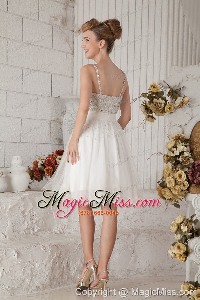 wholesale white empire straps knee-length chiffon beading prom dress