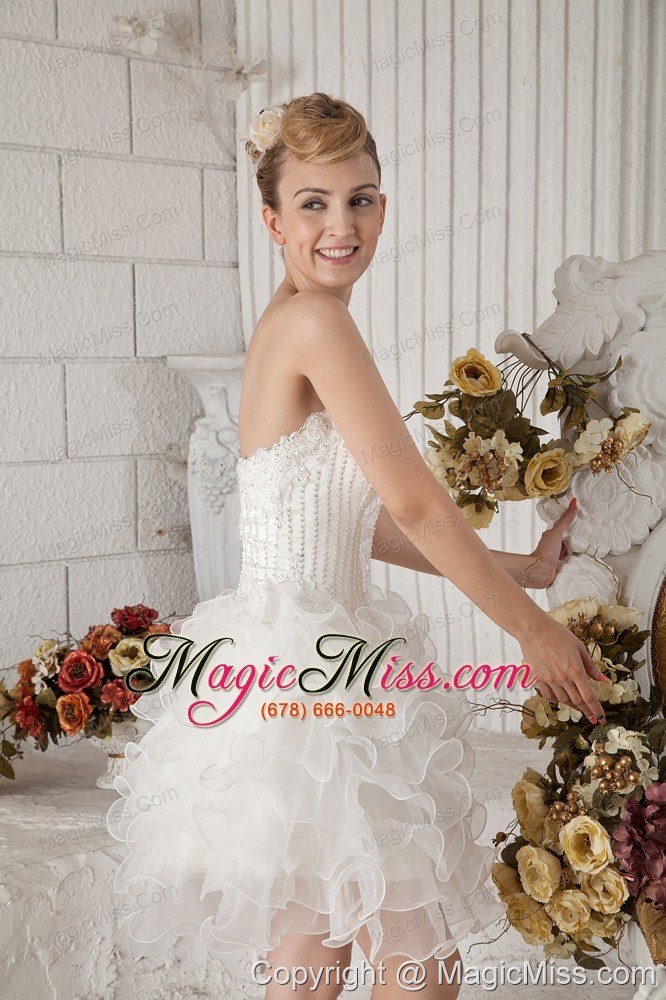 wholesale white a-line sweetheart mini-length organzabeading prom dress