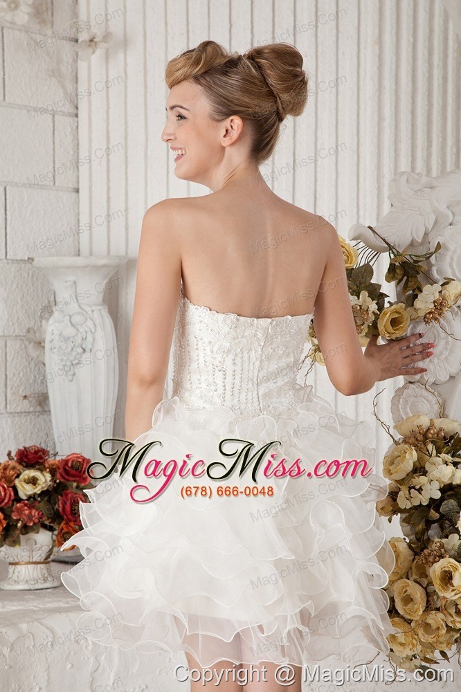wholesale white a-line sweetheart mini-length organzabeading prom dress
