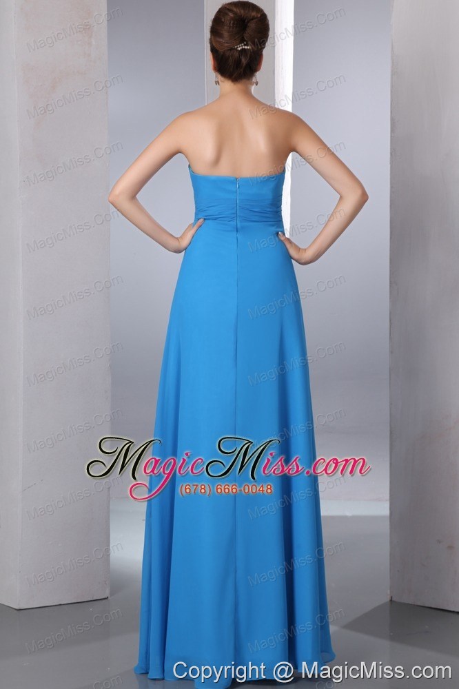 wholesale teal empire strapless hand made flower and ruch prom dress floor-length chiffon