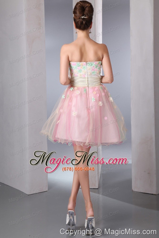 wholesale colorful a-line sweetheart mini-length organza appliques prom dress