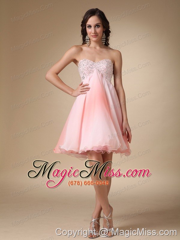 wholesale pink a-line sweetheart mini-length chiffon beading prom / homecoming dress