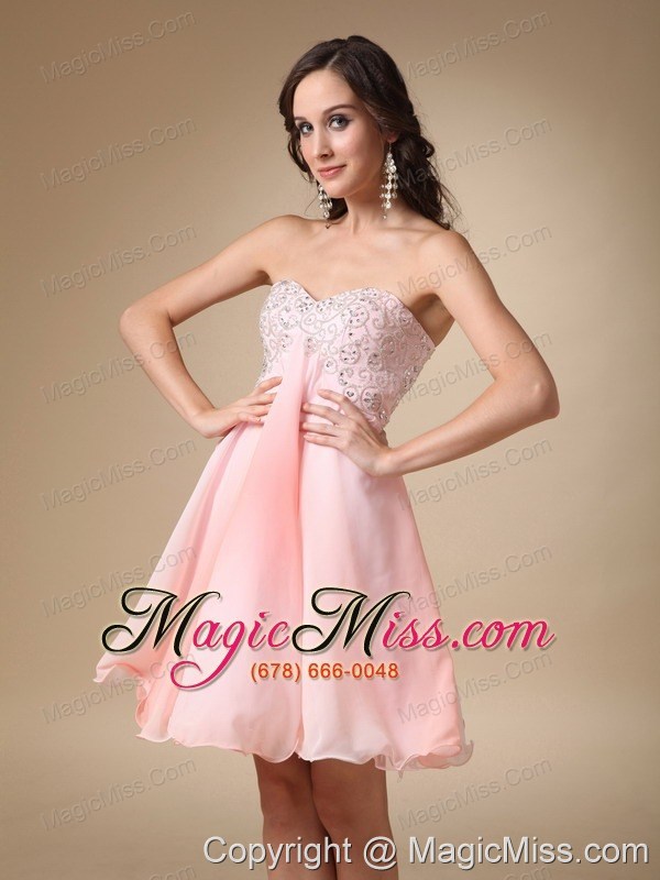 wholesale pink a-line sweetheart mini-length chiffon beading prom / homecoming dress