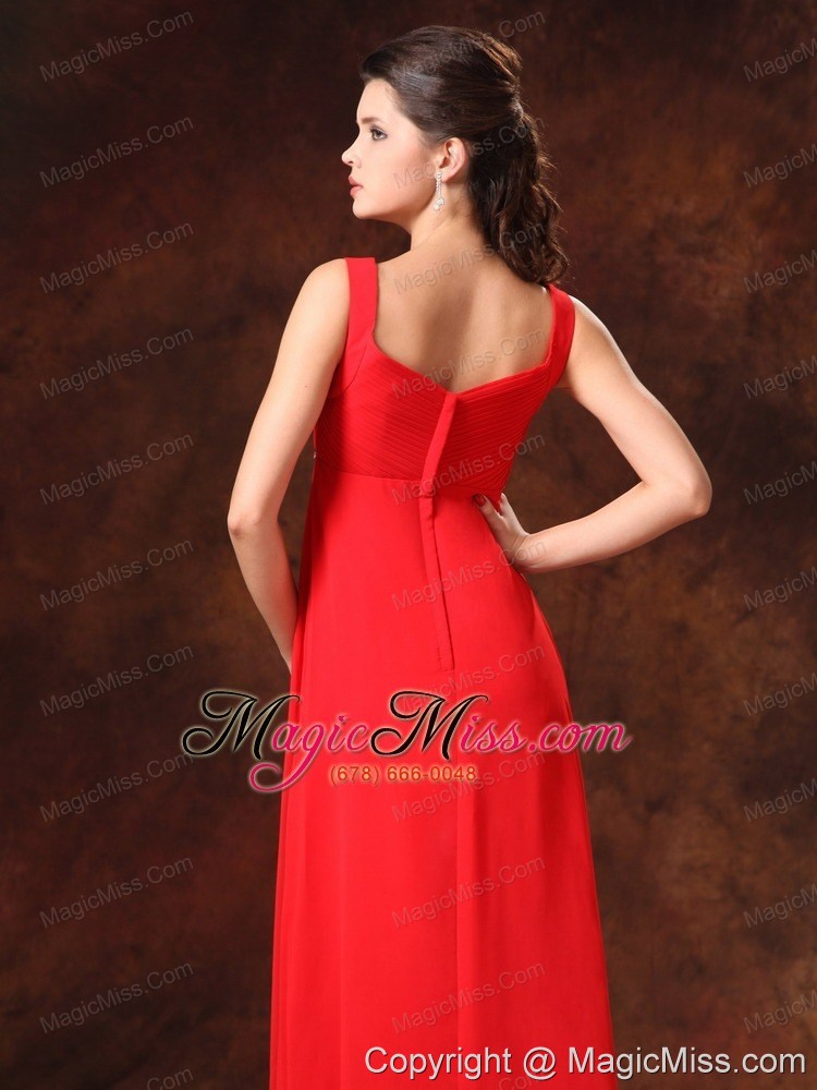 wholesale red empire beaded chiffon straps prom dress for 2013 custom made in selma alabama