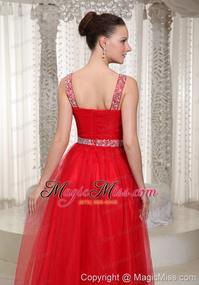 wholesale long prom dress with v-neck red chiffon 2013