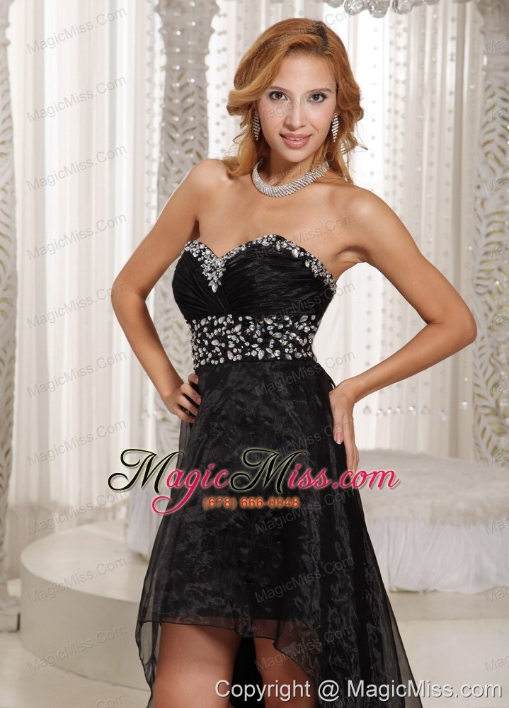 wholesale black high-low prom dresss weethart beaded decorate bust custom made with organza